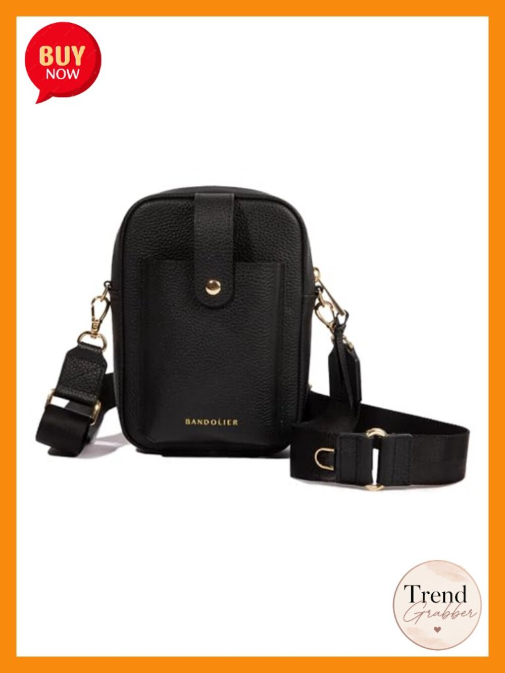 Pebble Leather Crossbody Bag with Adjustable Strap and Exterior Slip Pocket